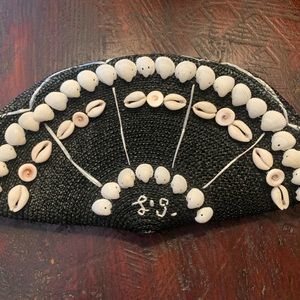 Lulu Guinness London Straw Fan Clutch